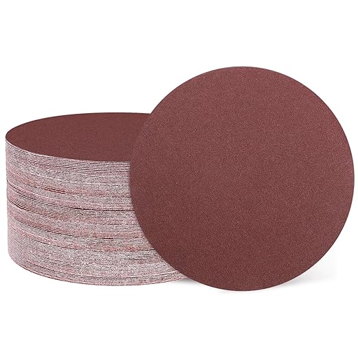 HARFINGTON 50 Pcs 7 Inch Sanding Disc 150 Grit Hook and Loop Sandpaper Random Orbital Sander Pads for Woodworking Automotive Metal Polishing