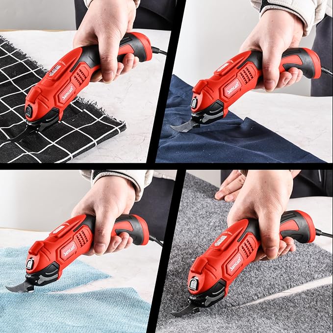 Electric Scissors for Cutting Fabric, Cardboard & Plastic, Sewing Crafting Cardboard Heavy Duty Corded Shears Cutting Tool with 1 tungsten steel cutter head