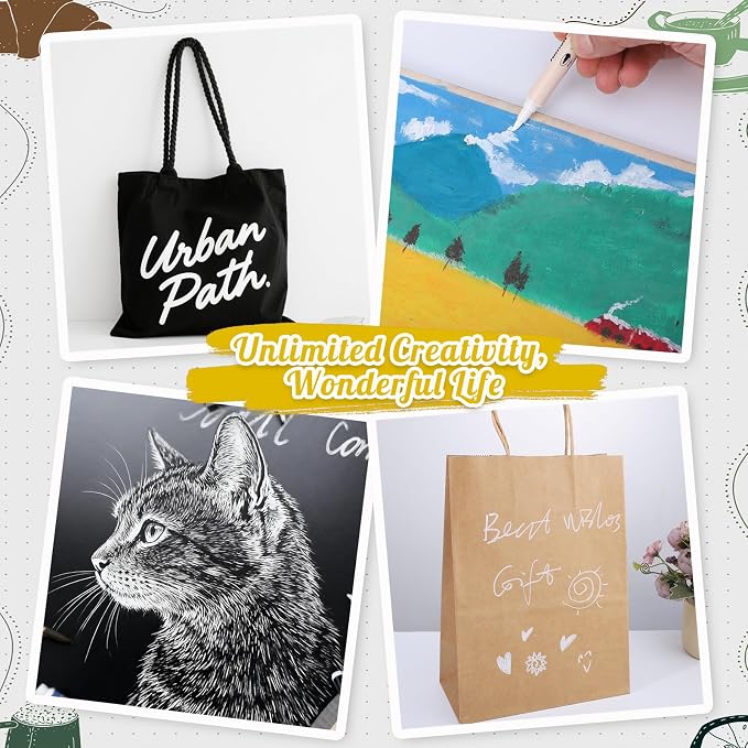 Thboxes White Paint Markers 10 Pack, Dual Tip Acrylic Pens | Fine Tip + Brush - Image 7