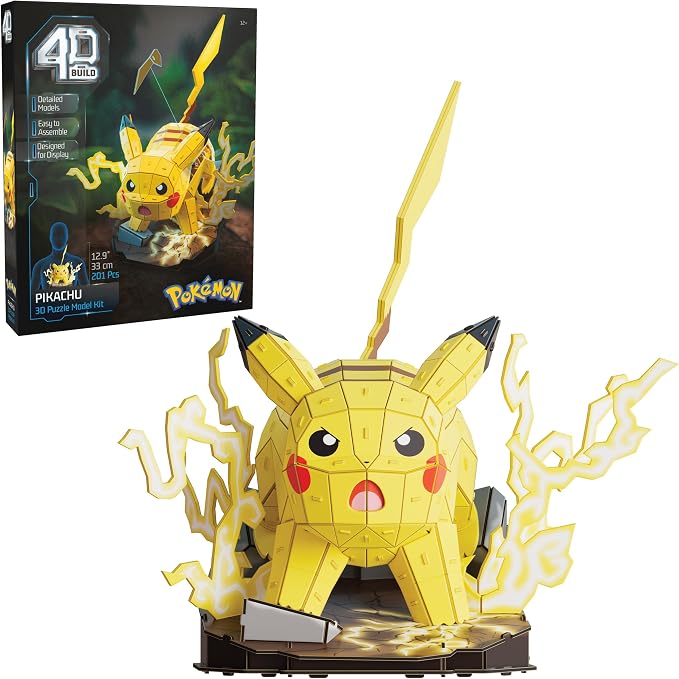 4D Build Pokémon Pikachu 3D Puzzle Model Kit, Desk Décor, Shelf Display by 4DBuild