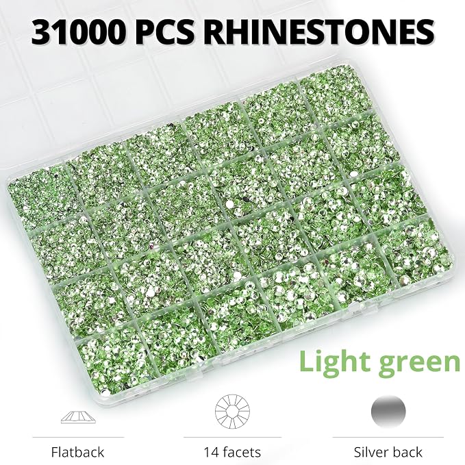 33000Pcs Light Green Rhinestones - Image 3