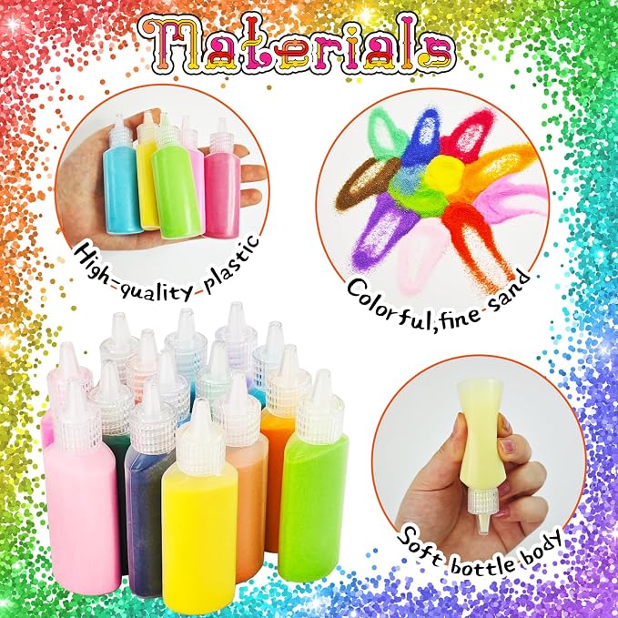 Panxxsen 24PCS Colored Art Sand Kit, 1.25oz Bottles DIY Craft Set - Image 3