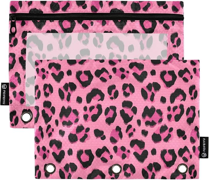 Hot Pink Black Leopard Print Pencil Pouch by BOENLE-WELCOMEYOURCOMING