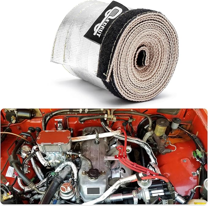 Heat Shroud Aluminized Sleeving Heat Shield Fuel line Wire Heat Sleeve 1" I.D. x 10FT with 20 Pcs 7.8Inch Stainless Steel Cable Metal Zip Ties