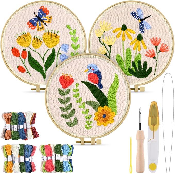 TINDTOP Punch Needle Kits, Flowers Punch Embroidery Kits by TINDTOP