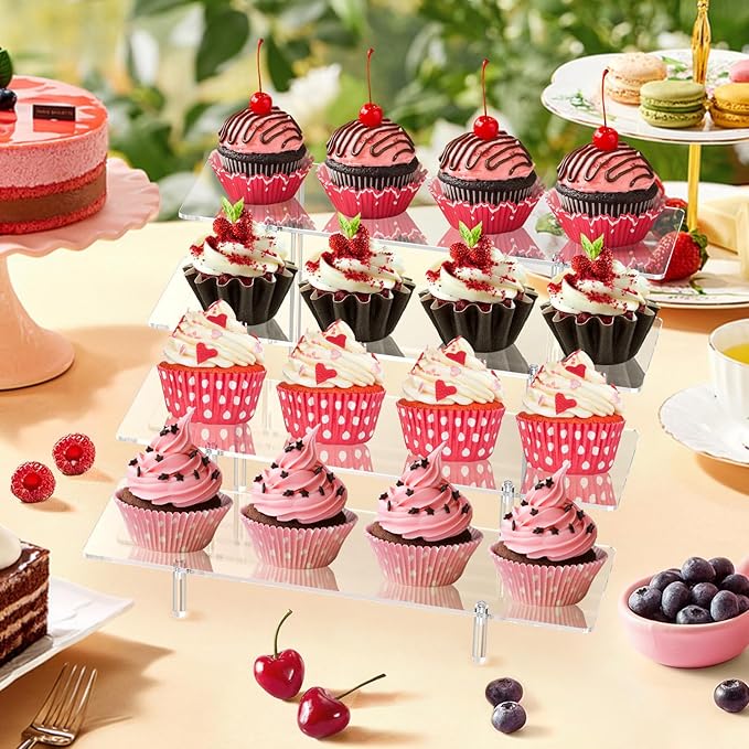 Acrylic Display Riser Stand Shelf Clear 4 Tier Cupcake Stand Perfume Display - Image 4