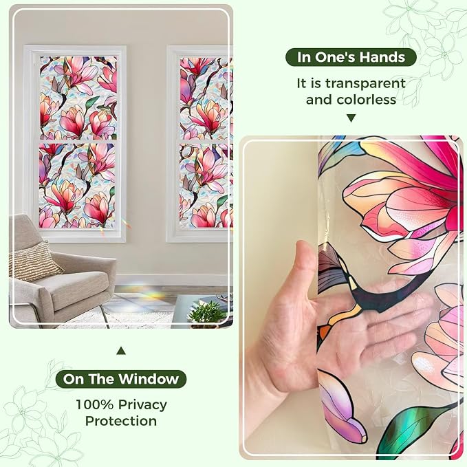 Stained Glass Window Film UV Resistant Window Privacy Film Purple Floral - Image 8