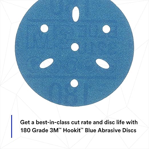 3m 3M-36146 Hookit Blue Abrasive Disc Multi-hole, 3, 180 Grade