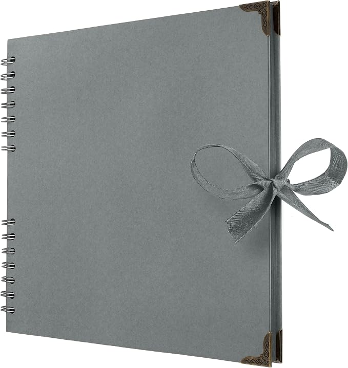 Bstorify 10 x 10 Inches Scrapbook Album 70 Pages Grey Thick Kraft Paper Corner by Bstorify