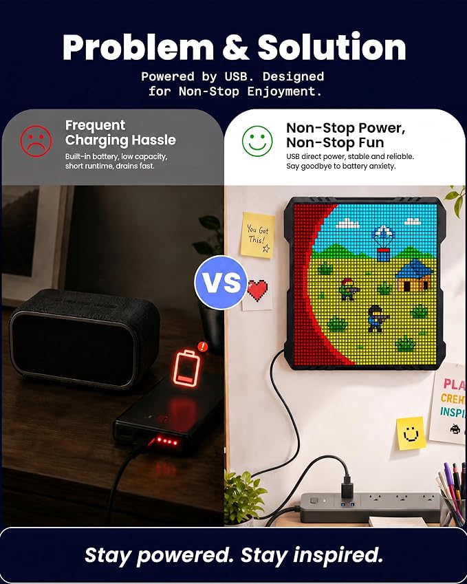 32x32 LED Pixel Art Display, USB Powered Gaming Desk Decor - Image 2
