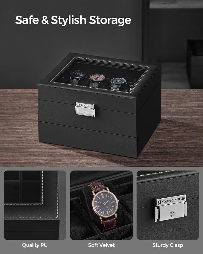 SONGMICS Watch Box, 8-Slot Watch Case Organizer - Image 3