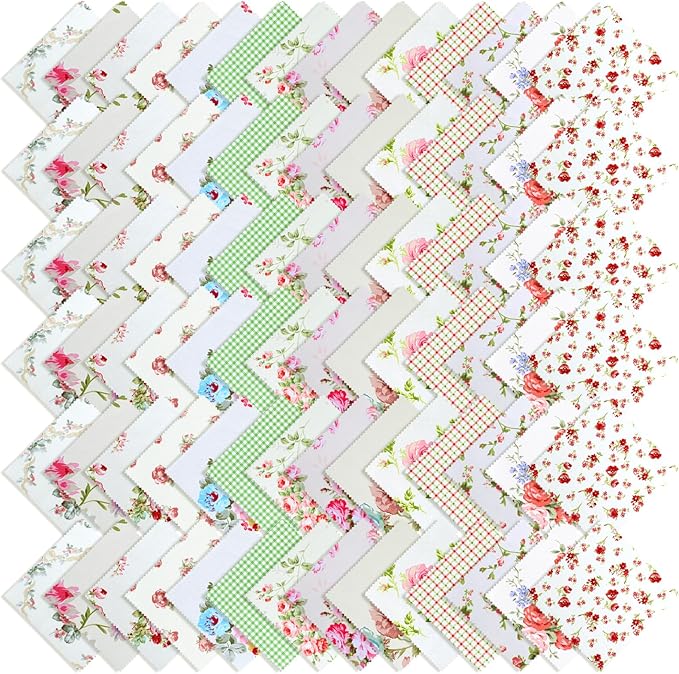 84 Pcs Charm Packs for Quilting 5 inch, Pre-Cut Vintage Floral Print Cotton by Unknown