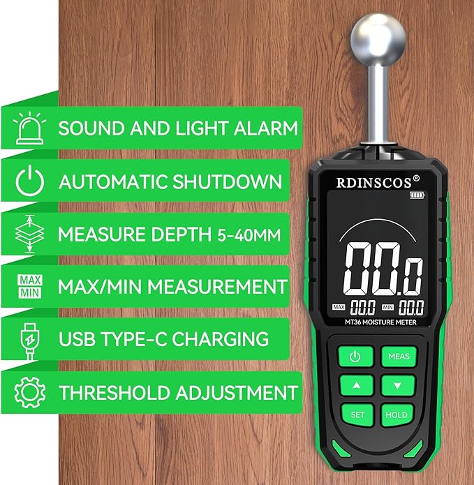 Pinless Moisture Meter for Drywall for Wood and Wall; Ball type Moisture Readers