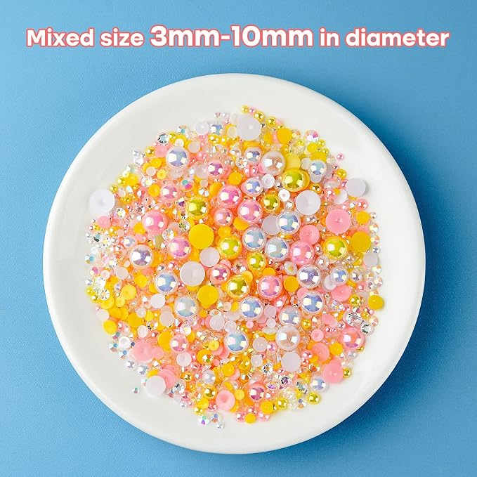 ASTARON 50g Mix Flatback Rhinestones Half Pearls - Image 3
