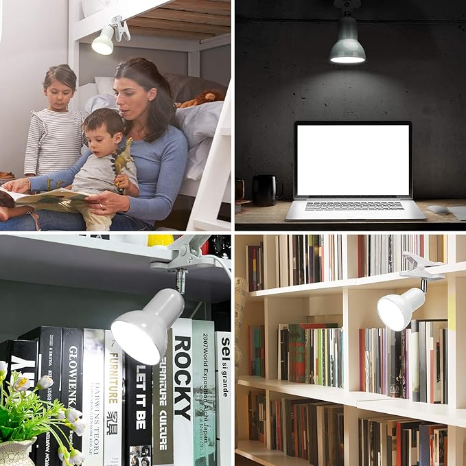 RONG&LAN Clip lamp,360° Rotation Clip on Lamp Portable Book Reading Light,Clamp on Desk/Table/Bunk Bed/Cupboard Home Lighting, (Desk lamp,Seven Colors for Your Choice) (Blue)