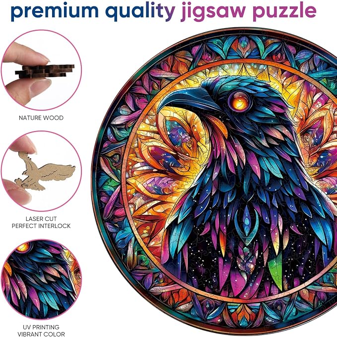 Reouinty Wooden Puzzle for Adults, Eagle Flag Wood Jigsaw Puzzle for Patriot - Image 5