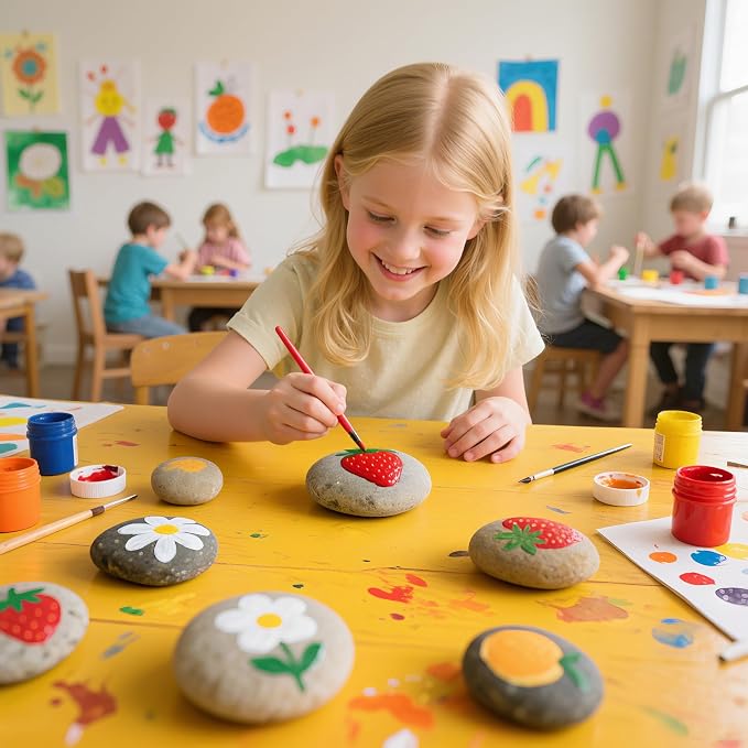 Simetufy 15pcs Rocks for Painting, Flat & Smooth River Rocks for Arts & DIY - Image 2