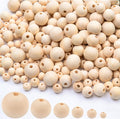 700pcs Wooden Beads for Craft 6 Size Loose Wooden Bead Set Round Unfinished by Modpion