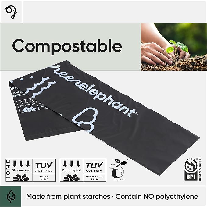 Green Elephant Portable Camping Toilet Bags – Compostable Potty Bags for Portable Toilet, Wag Bag Human Waste Kit, Fits 5-Gallon Buckets, Biodegradable Outdoor Waste Solution, 15 Count, 8 Gal