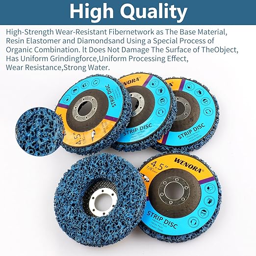 5 Pack 4-1/2" x 7/8" Strip Discs Stripping Wheel, 4.5 inch Rust Remover Discs for Angle Grinder,Clean and Remove Paint Coating Rust Welds Oxidation(Blue)