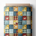 Patchwork Cotton Fabric Panel 61 x 36.6 Inches, Rustic Quilt Style Squares by FabricsTown