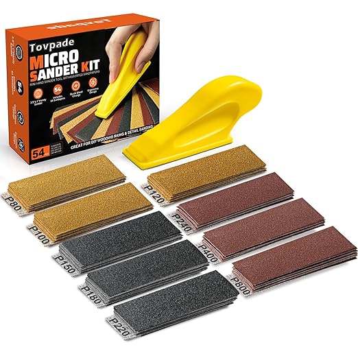 54PCS Premium Micro Sander, Detail & Mini Sander Block – Precision Small Hand by TOVPADE