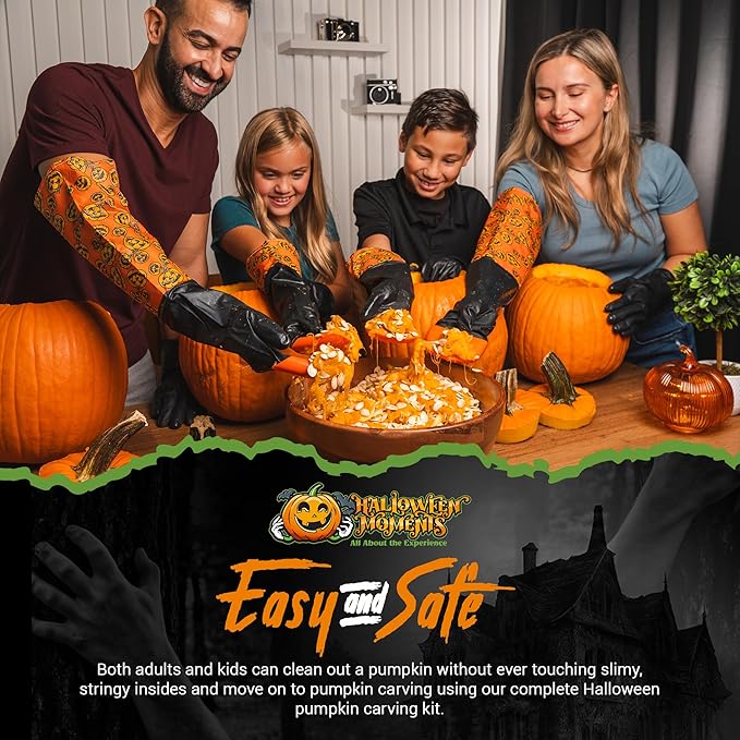 Pumpkin Scraper Glove – As Seen On Shark Tank - Mess Free and Fun Pumpkin Carving Kit – Carve and Clean Jack-O-Lantern Guts with Ease and Zero Mess on Your Hands! (Adult Kit)