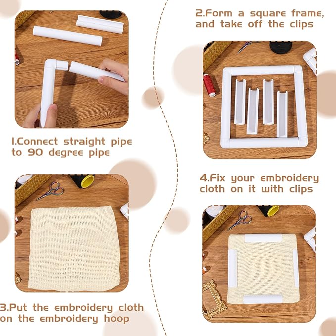 Janinka Embroidery Hoop 3 Pcs Cross Stitch Hoops and Frames White Rectangular - Image 5