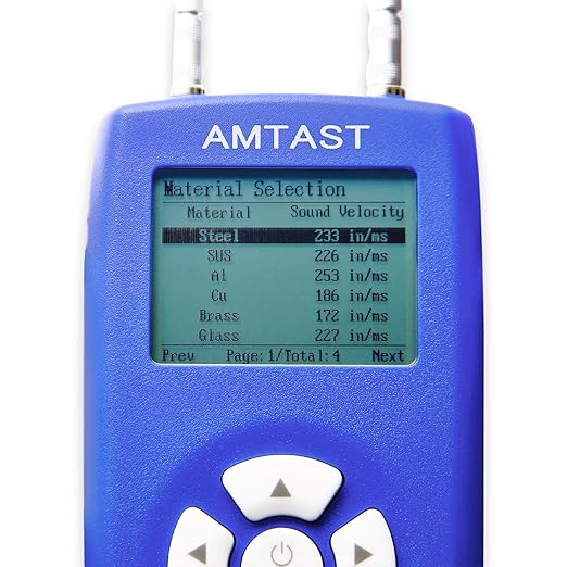 Thickness Gauge Digital Ultrasonic Thickness Meter Range 0.8-350mm, 0.03-13.8inch Handheld Ultrasonic Thickness Tester Gauge AMA006E