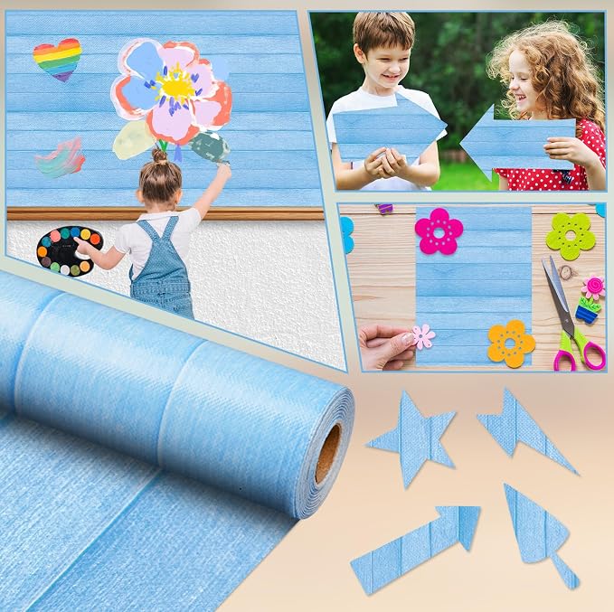 Inkspire Light Blue Wood Bulletin Board Paper Roll, 14.8FTx47IN Large Reusable - Image 5