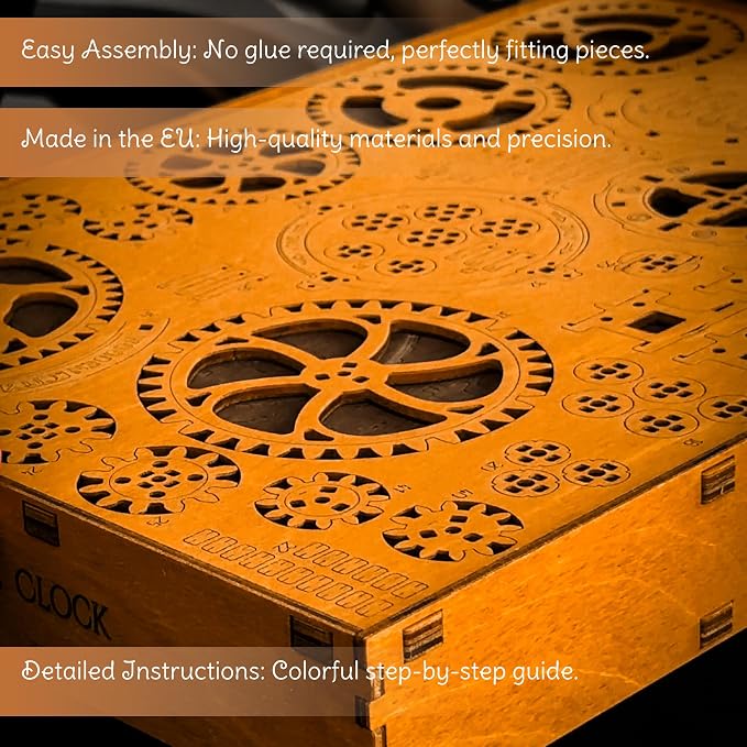WOODEN.CITY Steampunk 3D Puzzle Clock – DIY Mechanical Wall Clock Kit - Image 5