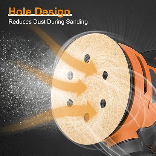 80 PCS 6 Inch Sanding Discs 60 Grit, 6 Hole Hook and Loop Round Sandpaper for Random Orbital Sander