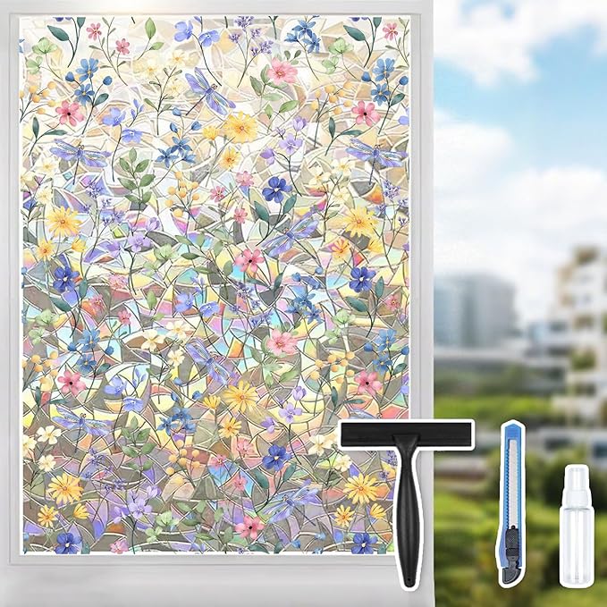 Rainbow Window Film, Static Cling Decorative Window Sticker, Non-Adhesive by Ohhvvow
