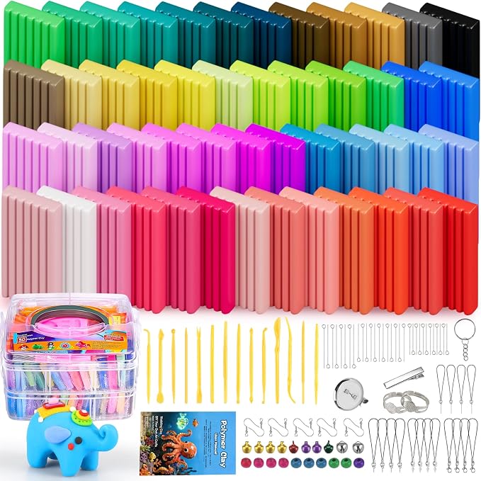 Ixiaoyoo 51 Colors Polymer Clay, Oven Bake DIY Modeling Clay by Ixiaoyoo