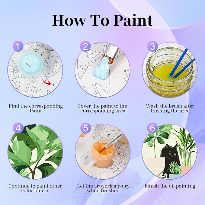 6 Pack Paint by Numbers Kit for Adults Beginner - Image 6