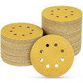 100PCS 5 Inch 8 Hole Sanding Discs 80 Grit,Gold Round Hook and Loop Sandpaper for Random Orbital Sander