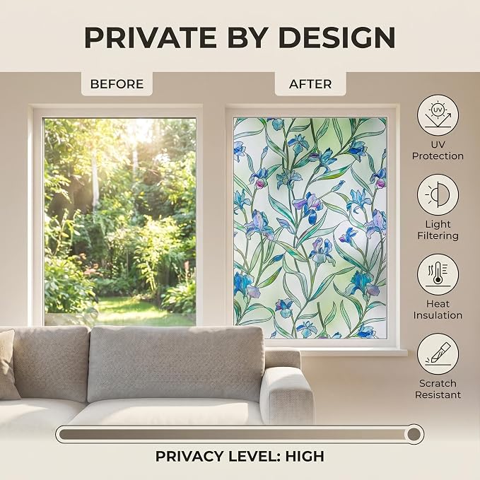 Stained Glass Window Privacy Film, 3D Decorative Window Cling, UV & Heat - Image 4