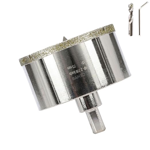 2-7/8inch | 73mm Diamond Hole Saw with Center Drill bit and Diamond-Coated Center Drill bit for Ceramic Glass Marble Fiberglass Granite and Porcelain Tiles by CENYB