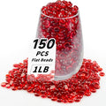 1 LB Red Flat Glass Beads, Mini Flat Round Pebbles by Foncomy