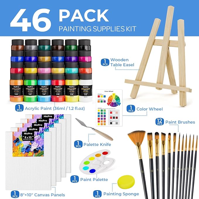 Nicpro Acrylic Paint Canvas Set - Image 2