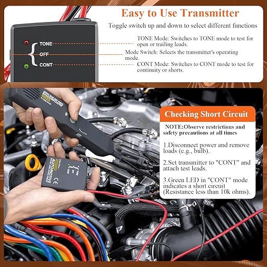 Automotive Electrical Open and Short Finder Circuit Tester Wire Tracker Circuit Breaker Finder DC 6-42V Probe Automotive Circuit Tracer Car Diagnostic for Car, Boat, Trailer EM415 Pro