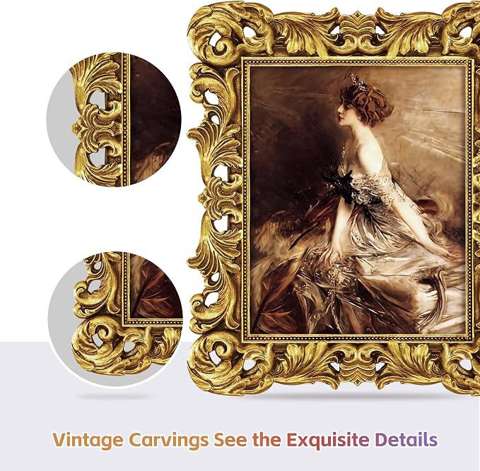 Gold Frames 8x10 Vintage Ornate Picture Frame Antique Baroque | Real Glass - Image 4
