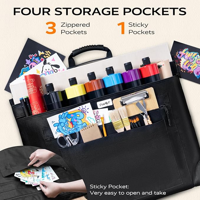 JusArt Art Portfolio Bag, 18x24 Foldable Light Weight Portfolio Folder Case - Image 5