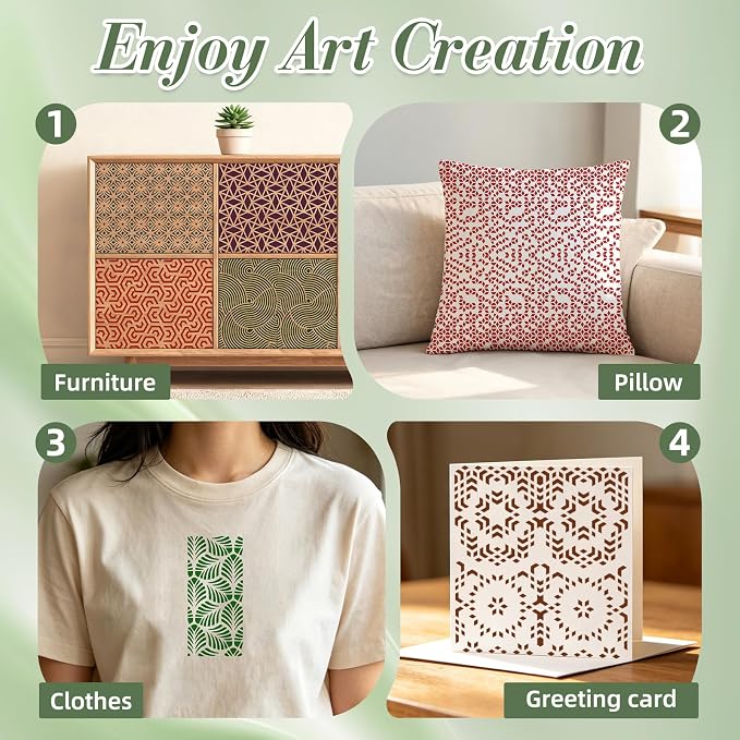 Geometric Texture Stencils for Crafts Reusable 16Pcs Stencils | DIY Art - Image 5