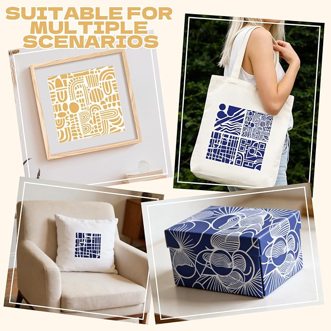 20 Pcs Abstract Texture Stencils Mixed Size Geometric Stencils - Image 7