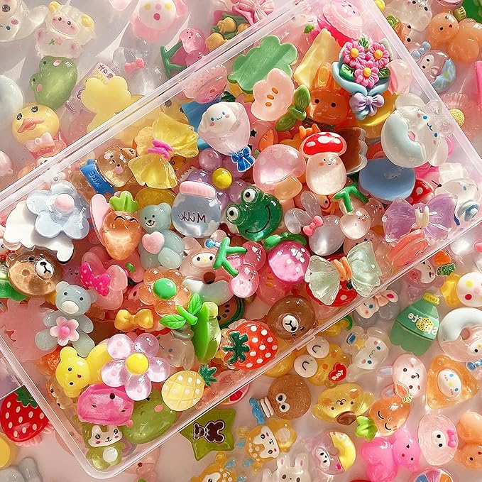 FULUSODO 60pcs Embellishments Cute Set, Flat Back Bulk Mixed Resin Ornament by Unknown