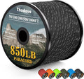Reflective Paracord Rope 850Ib, 50/100/200/500/1000ft 4MM 11 Strand para Cords Lanyard Utility Parachute Cord for Tent Camping Hiking Tactical Clothesline Survival DIY Projects, Black 500FT