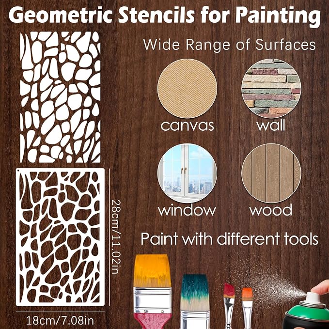 Yazhiji 8PCS Large Stencils for Geometric Painting, Reusable Geometric Painting - Image 2