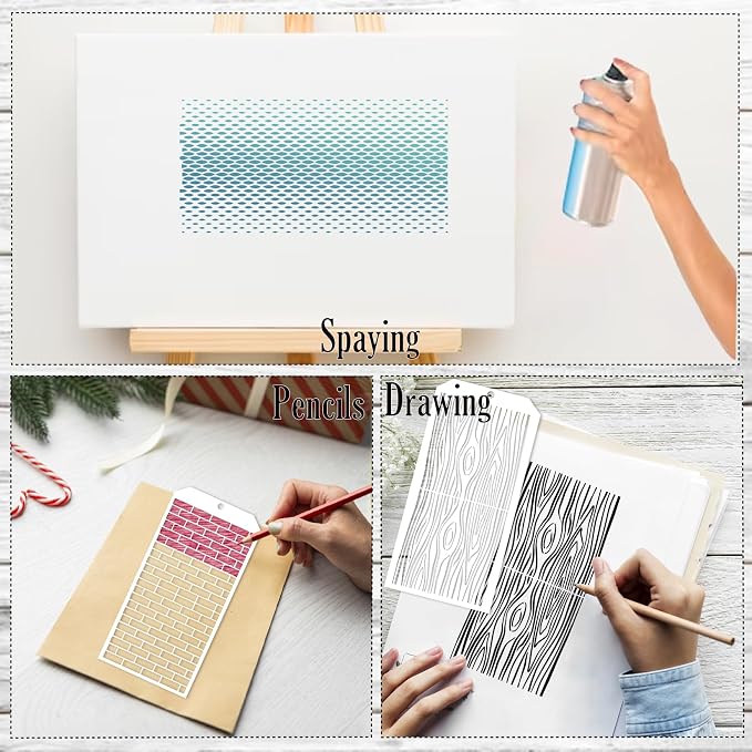 16 Pieces Stencils for Painting, Abstract Texture Stencils Crafts Reusable - Image 6