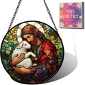 Christian Jesus Acrylic Suncatcher Faux Stained Glass Window Hanging 11.8" | by Unknown